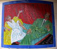 Leytonstone Tube mosaic - Marlene Dietrich - Photograph of the Hitchcock mosaic of Marlene Dietrich in Leytonstone Tube Station.