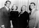 North by Northwest (1959) - photograph - Photograph of Cary Grant, Eva Marie Saint, Alfred Hitchcock and James Mason (''North by Northwest'').
