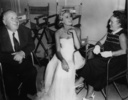 To Catch a Thief (1955) - on set - On set photograph of Alfred Hitchcock, Grace Kelly and Alma Reville, taken during the studio-based filming of ''To Catch a Thief'' at Paramount Studios in 1954.