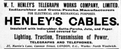 Henley Telegraph newspaper advert - Newspaper advert for W.T. Henley's Telegraph Works Company Ltd.
