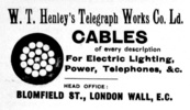 Henley Telegraph newspaper advert - Newspaper advert for W.T. Henley's Telegraph Works Company Ltd.