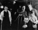 The Mountain Eagle (1926) - on set - Photograph of Hitchcock and his crew, taken during the filming of ''The Mountain Eagle'' (1926). Alma Reville is stood behind Hitchcock.