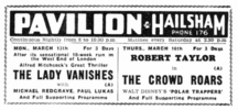 The Lady Vanishes (1938) - newspaper advert - Newspaper advert for ''The Lady Vanishes'', from the Sussex Agricultural Express (10/Mar/1939)