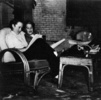 Suspicion (1941) - photograph - Photograph of Alma Reville and Joan Harrison working on the screenplay for ''Suspicion'' (1941).