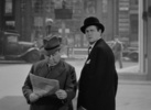 Foreign Correspondent (1940) - film frame - Film frame from ''Foreign Correspondent'' (1940) showing Hitchcock's cameo appearance.