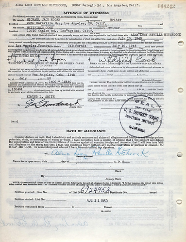 American Citizenship Papers for Alma Reville [4]